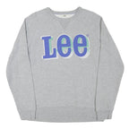 LEE Mens Grey Cotton Blend Crew Neck Sweatshirt M Casual Logo Pullover