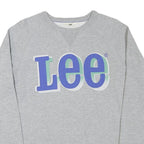 LEE Mens Grey Cotton Blend Crew Neck Sweatshirt M Casual Logo Pullover
