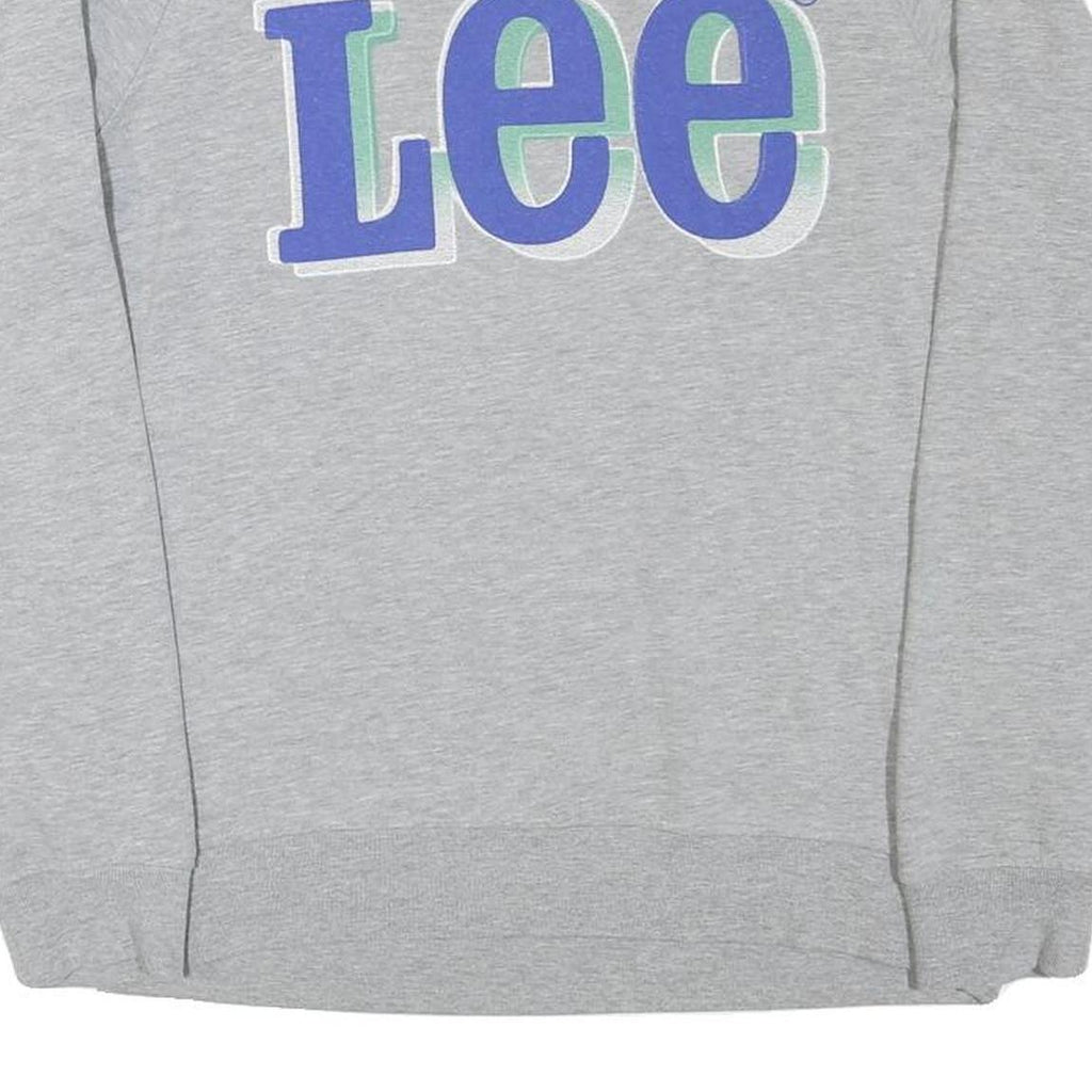 LEE Mens Grey Cotton Blend Crew Neck Sweatshirt M Casual Logo Pullover