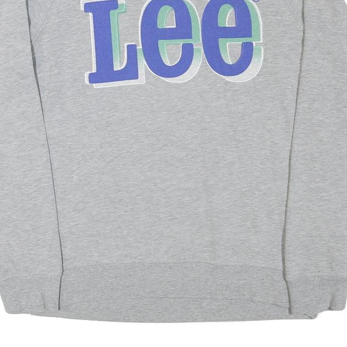 LEE Mens Grey Cotton Blend Crew Neck Sweatshirt M Casual Logo Pullover