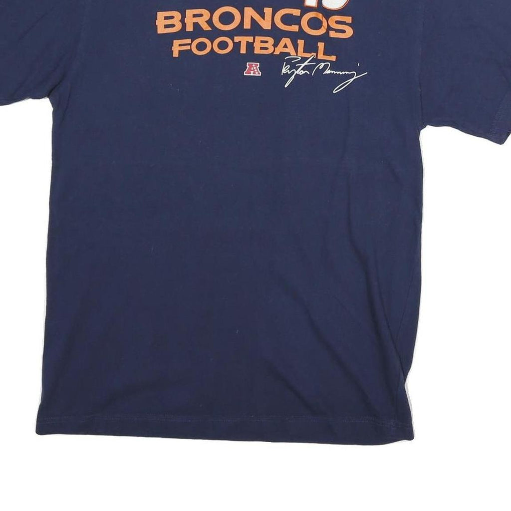 NFL Mens Blue Broncos Football Peyton Manning Graphic T-Shirt L Short Sleeve
