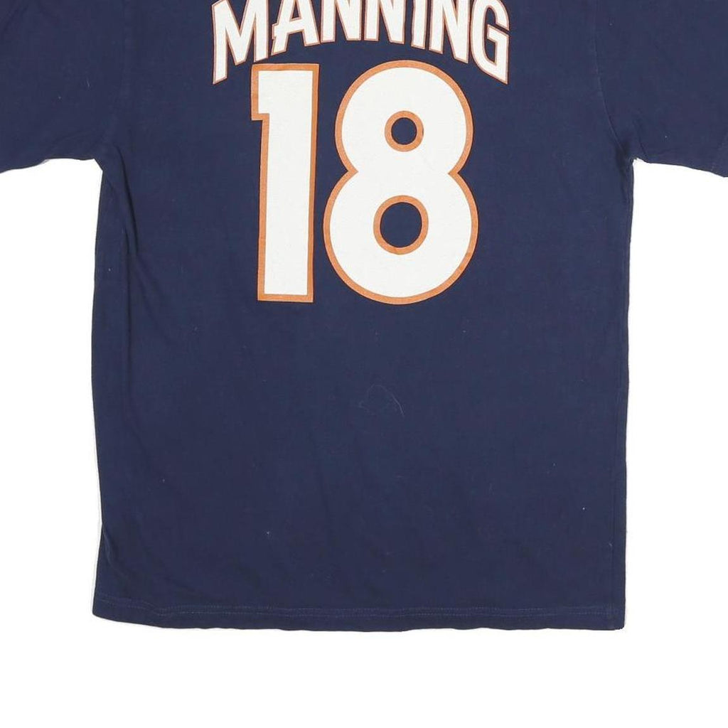 NFL Mens Blue Broncos Football Peyton Manning Graphic T-Shirt L Short Sleeve