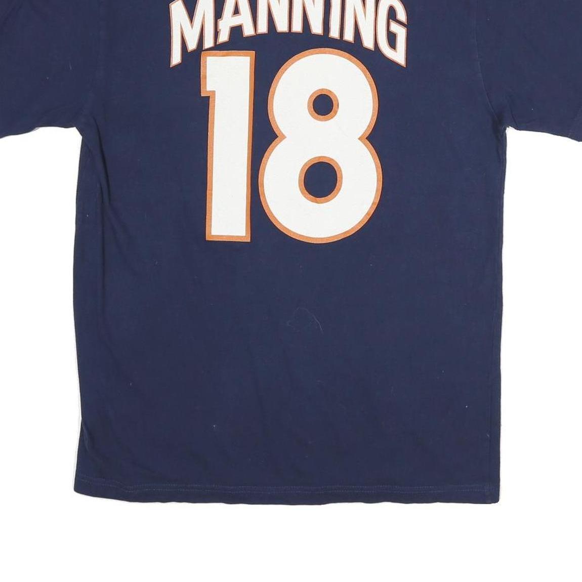 NFL Mens Blue Broncos Football Peyton Manning Graphic T-Shirt L Short Sleeve