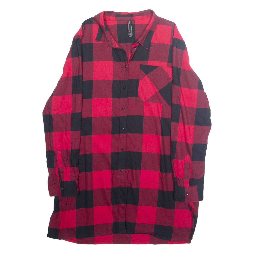 JEAN PASCALE Womens Printed Blouse Red Collared Long Sleeve Check L