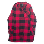JEAN PASCALE Womens Printed Blouse Red Collared Long Sleeve Check L