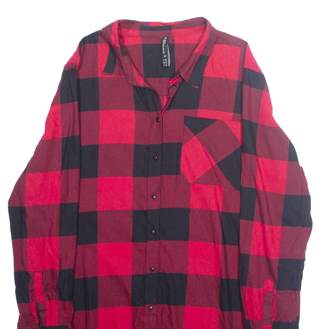 JEAN PASCALE Womens Printed Blouse Red Collared Long Sleeve Check L