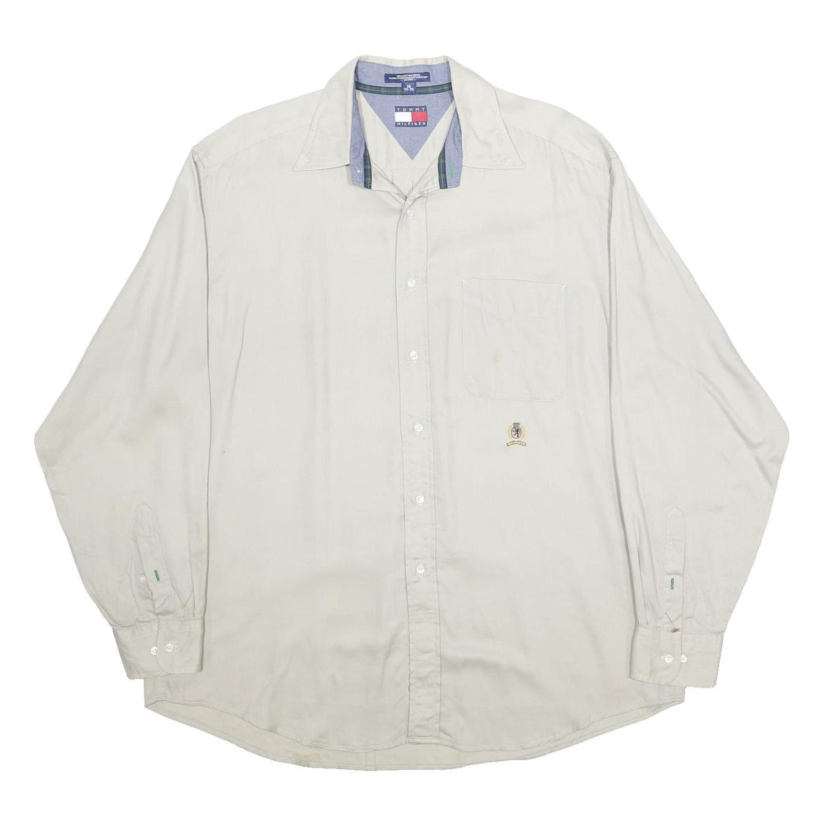 TOMMY HILFIGER Mens White Shirt L Classic Cotton Long Sleeve Button Collar