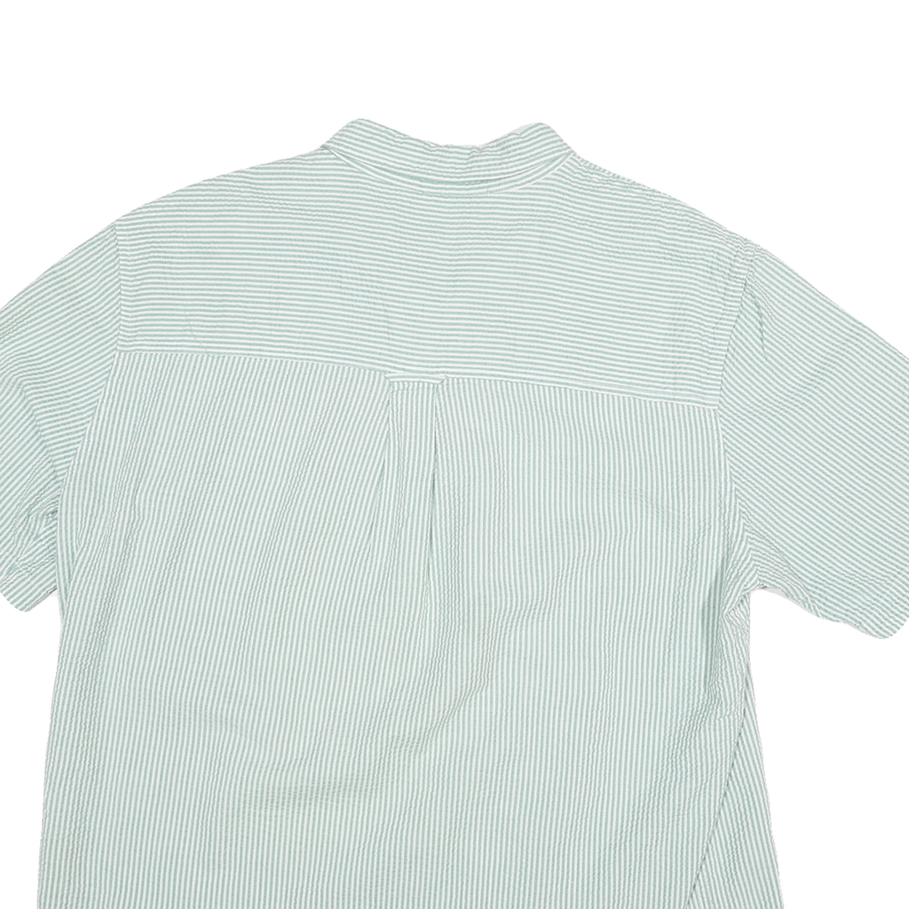 TOMMY HILFIGER Mens Green & White Striped Cotton Blend Shirt XL Casual Summer