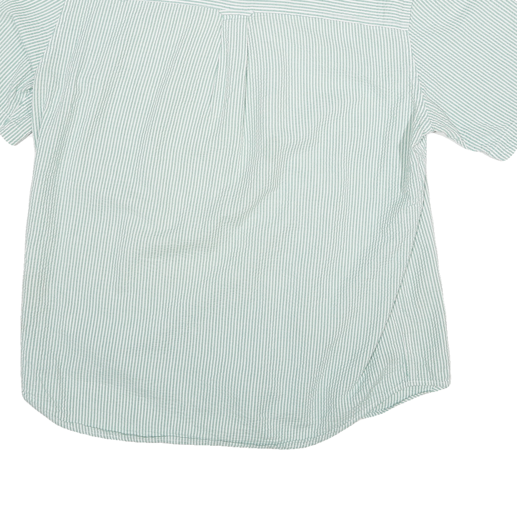 TOMMY HILFIGER Mens Green & White Striped Cotton Blend Shirt XL Casual Summer