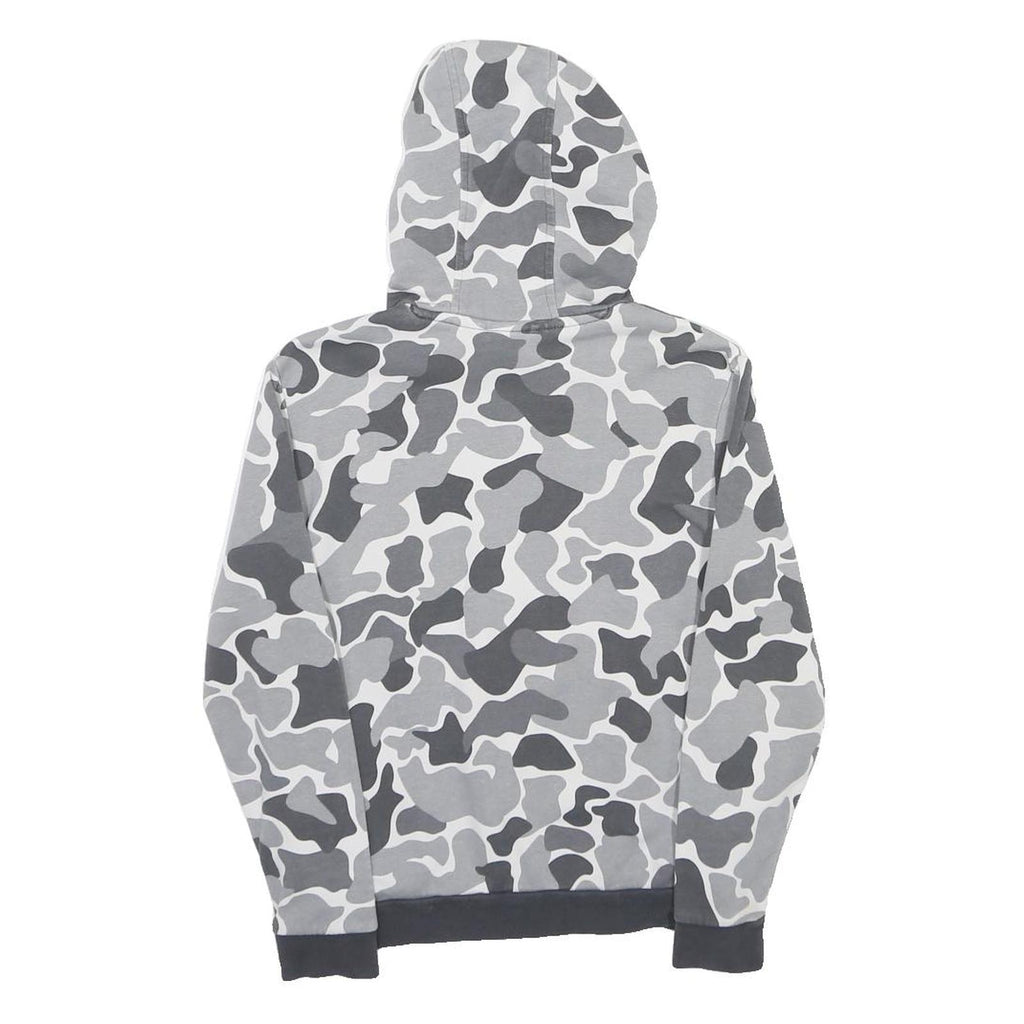 ADIDAS Boys Grey & Dark Grey Camouflage Hoodie 11-12Y Cotton Blend Pullover