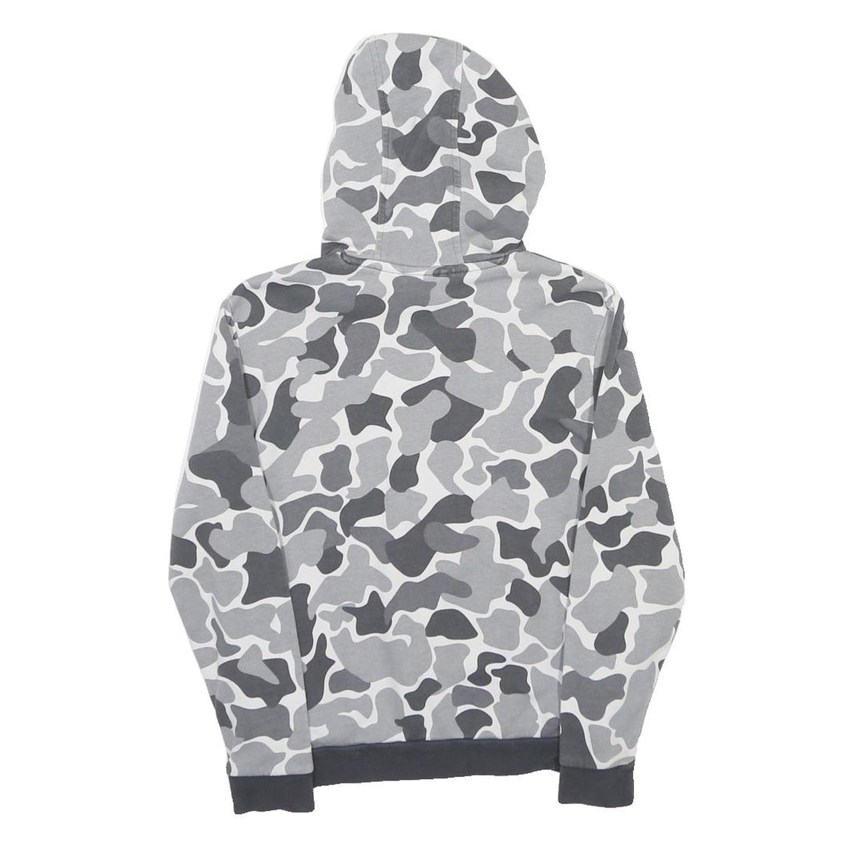 ADIDAS Boys Grey & Dark Grey Camouflage Hoodie 11-12Y Cotton Blend Pullover