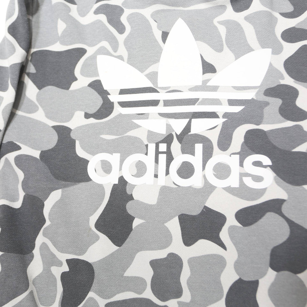 ADIDAS Boys Grey & Dark Grey Camouflage Hoodie 11-12Y Cotton Blend Pullover