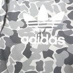 ADIDAS Boys Grey & Dark Grey Camouflage Hoodie 11-12Y Cotton Blend Pullover