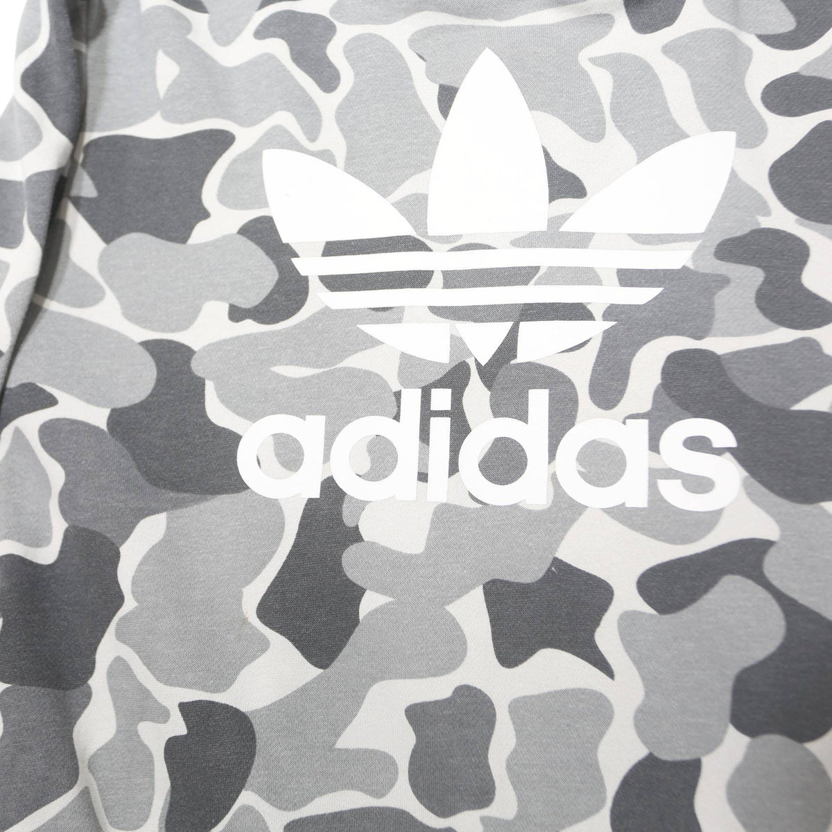 ADIDAS Boys Grey & Dark Grey Camouflage Hoodie 11-12Y Cotton Blend Pullover