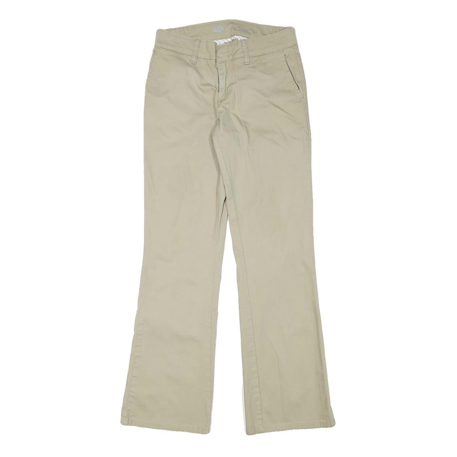 DICKIES Womens Cotton Blend Beige Regular Fit Straight Leg Trousers W27 L30