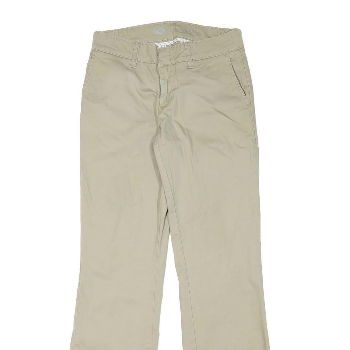 DICKIES Womens Cotton Blend Beige Regular Fit Straight Leg Trousers W27 L30