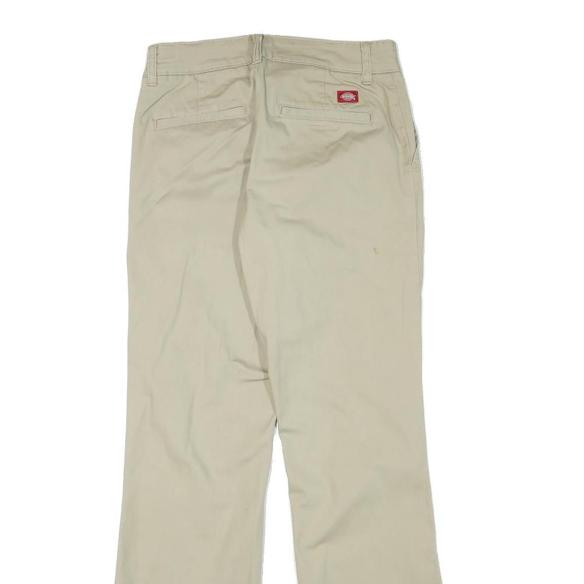 DICKIES Womens Cotton Blend Beige Regular Fit Straight Leg Trousers W27 L30