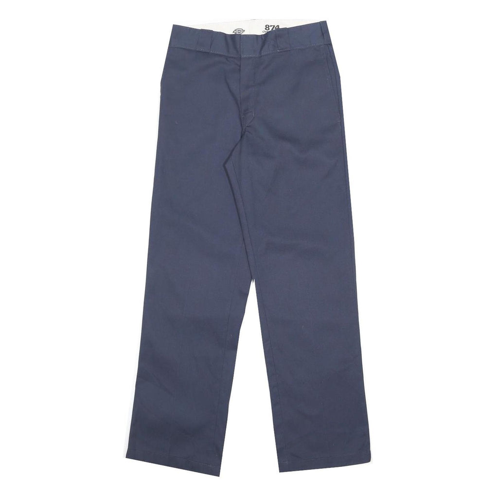 DICKIES Mens Regular Fit Navy Blue Cotton Blend Trousers W30 L30 Zip Closure