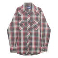 WRANGLER Mens Grey & Red Check Shirt M Western Casual Button-Up Cotton
