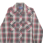 WRANGLER Mens Grey & Red Check Shirt M Western Casual Button-Up Cotton