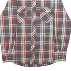WRANGLER Mens Grey & Red Check Shirt M Western Casual Button-Up Cotton