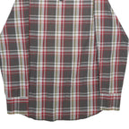 WRANGLER Mens Grey & Red Check Shirt M Western Casual Button-Up Cotton