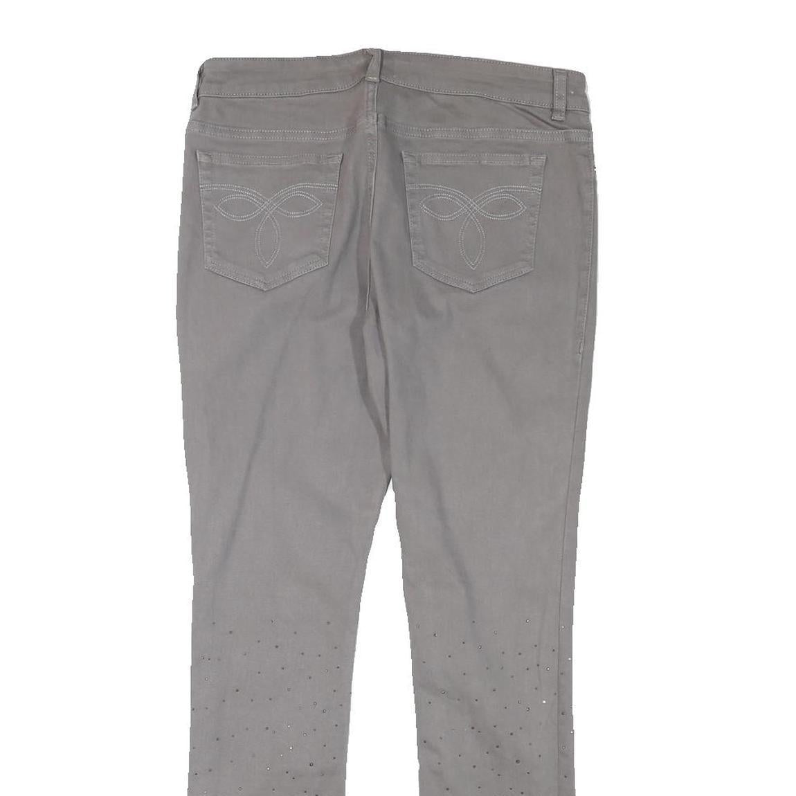 TED BAKER Womens Slim Grey Denim Slim Jeans W30 L28 Studded Detail Zip