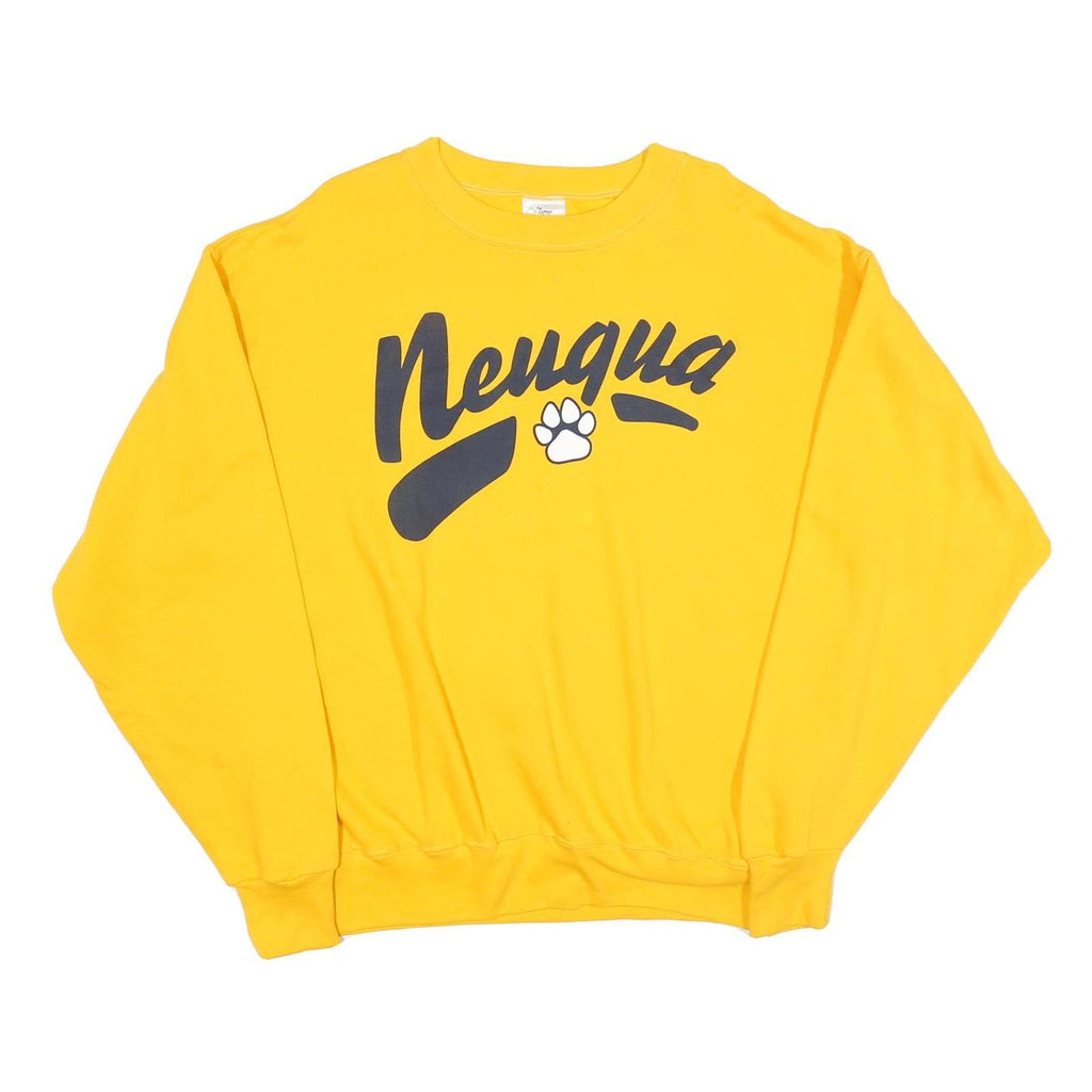 THE COTTON EXCHANGE Mens Yellow Crew Neck L Pullover Sweatshirt Neugua Print