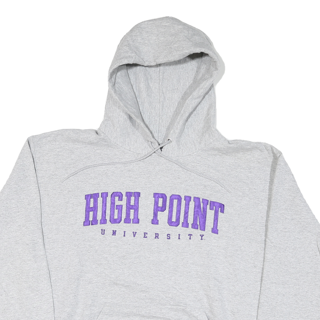 CHAMPION Mens Grey High Point University Hoodie L Cotton Blend Pullover