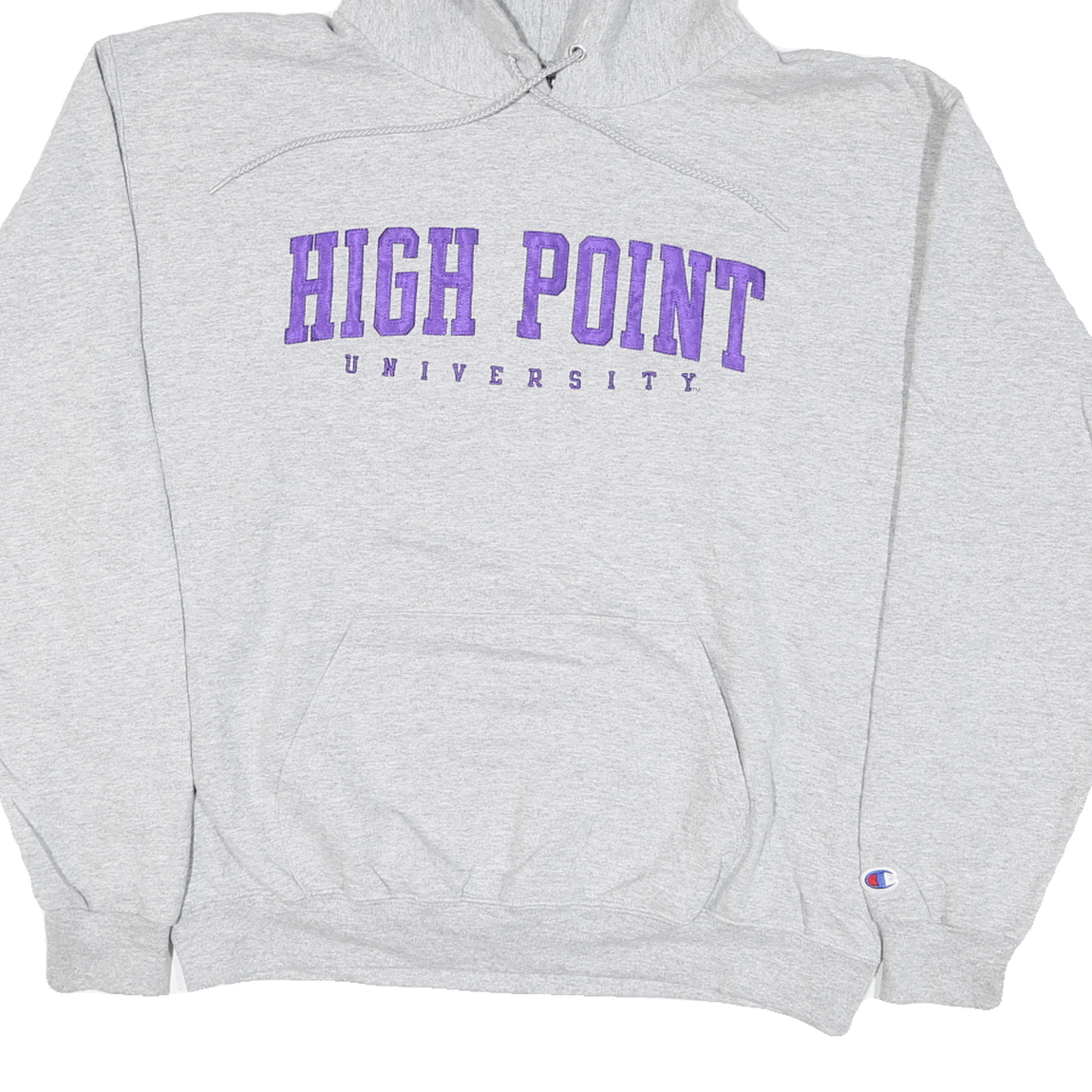 CHAMPION Mens Grey High Point University Hoodie L Cotton Blend Pullover