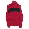 LAUREN RALPH LAUREN Womens Red & Black Plain Turtleneck Basic Knit Size S Cotton