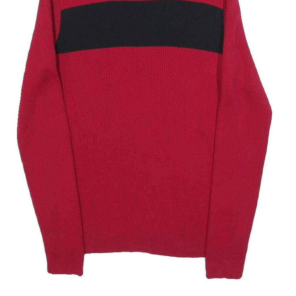 LAUREN RALPH LAUREN Womens Red & Black Plain Turtleneck Basic Knit Size S Cotton