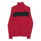 LAUREN RALPH LAUREN Womens Red & Black Plain Turtleneck Basic Knit Size S Cotton