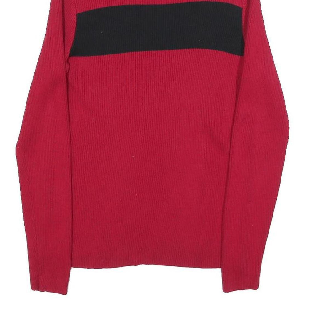 LAUREN RALPH LAUREN Womens Red & Black Plain Turtleneck Basic Knit Size S Cotton