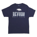 RUSSELL ATHLETIC Mens Blue Nevada Wolf Pack Graphic T-Shirt L Short Sleeve Crew