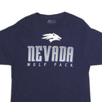 RUSSELL ATHLETIC Mens Blue Nevada Wolf Pack Graphic T-Shirt L Short Sleeve Crew