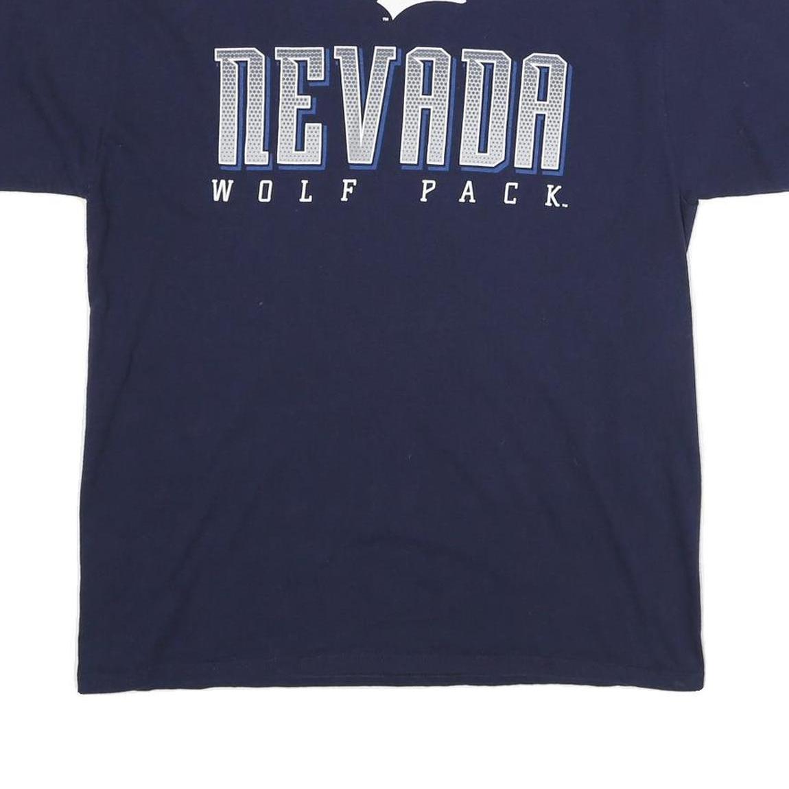 RUSSELL ATHLETIC Mens Blue Nevada Wolf Pack Graphic T-Shirt L Short Sleeve Crew
