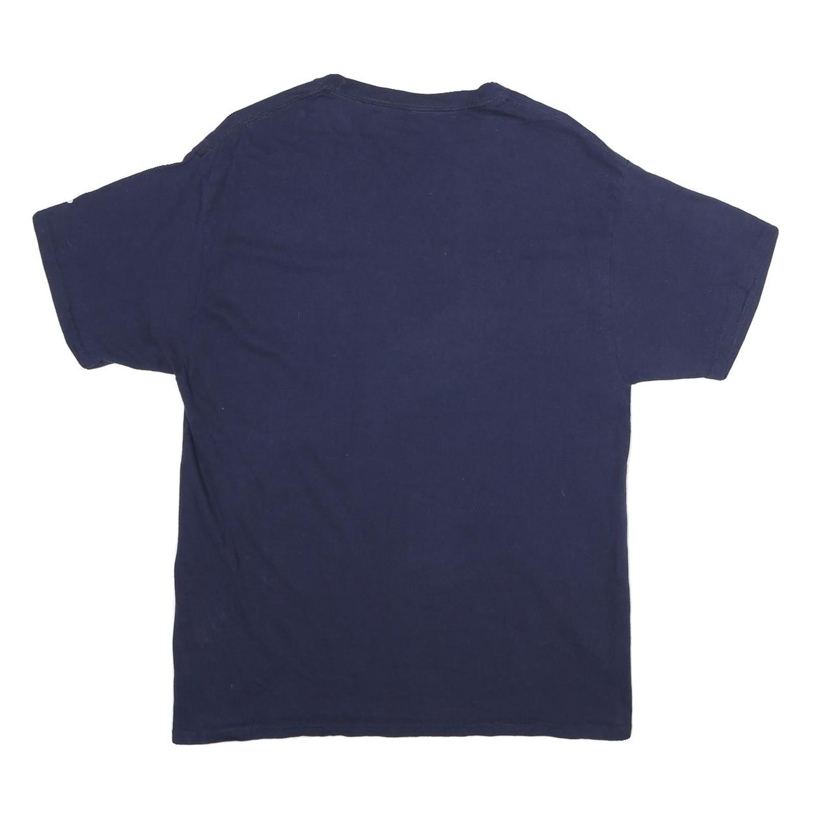 RUSSELL ATHLETIC Mens Blue Nevada Wolf Pack Graphic T-Shirt L Short Sleeve Crew