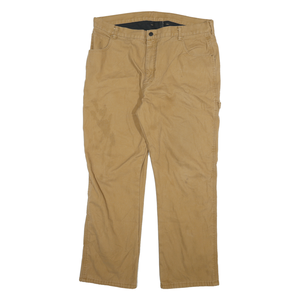 DICKIES Mens Cotton Blend Beige Regular Fit Straight Leg Trousers W36 L32