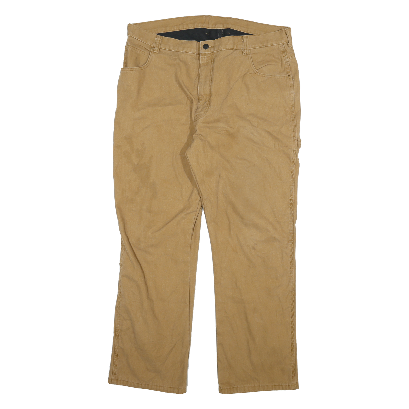 DICKIES Mens Cotton Blend Beige Regular Fit Straight Leg Trousers W36 L32