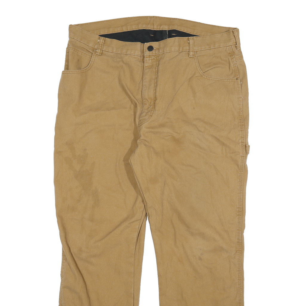 DICKIES Mens Cotton Blend Beige Regular Fit Straight Leg Trousers W36 L32