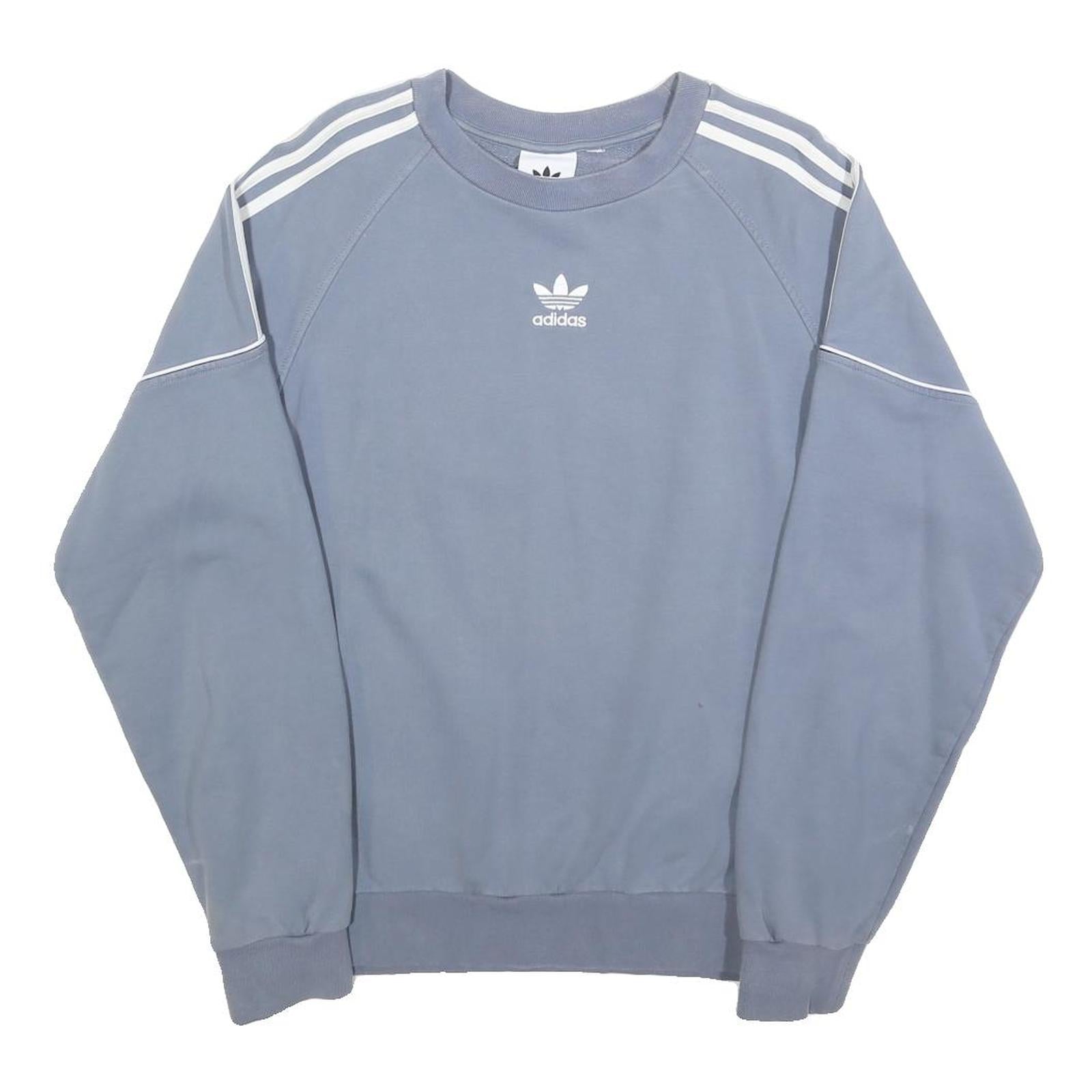 ADIDAS Womens Blue Crew Neck S Sweatshirt Cotton Blend Casual Classic Style