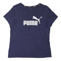 PUMA Girls Navy Blue Graphic T-Shirt L Short Sleeve Crew Neck Cotton Blend