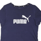 PUMA Girls Navy Blue Graphic T-Shirt L Short Sleeve Crew Neck Cotton Blend
