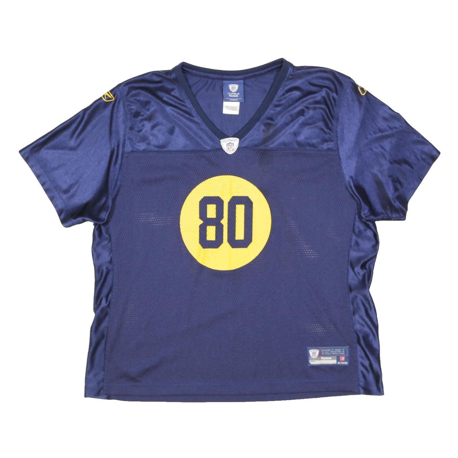 REEBOK Womens Blue Yellow Sports Graphic T-Shirt XL V-Neck Short Sleeve NFL