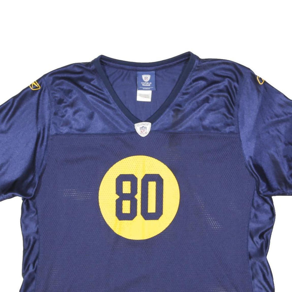 REEBOK Womens Blue Yellow Sports Graphic T-Shirt XL V-Neck Short Sleeve NFL