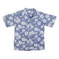 GO BAREFOOT Mens Blue & White Hawaiian Shirt L Cotton Short Sleeve Casual