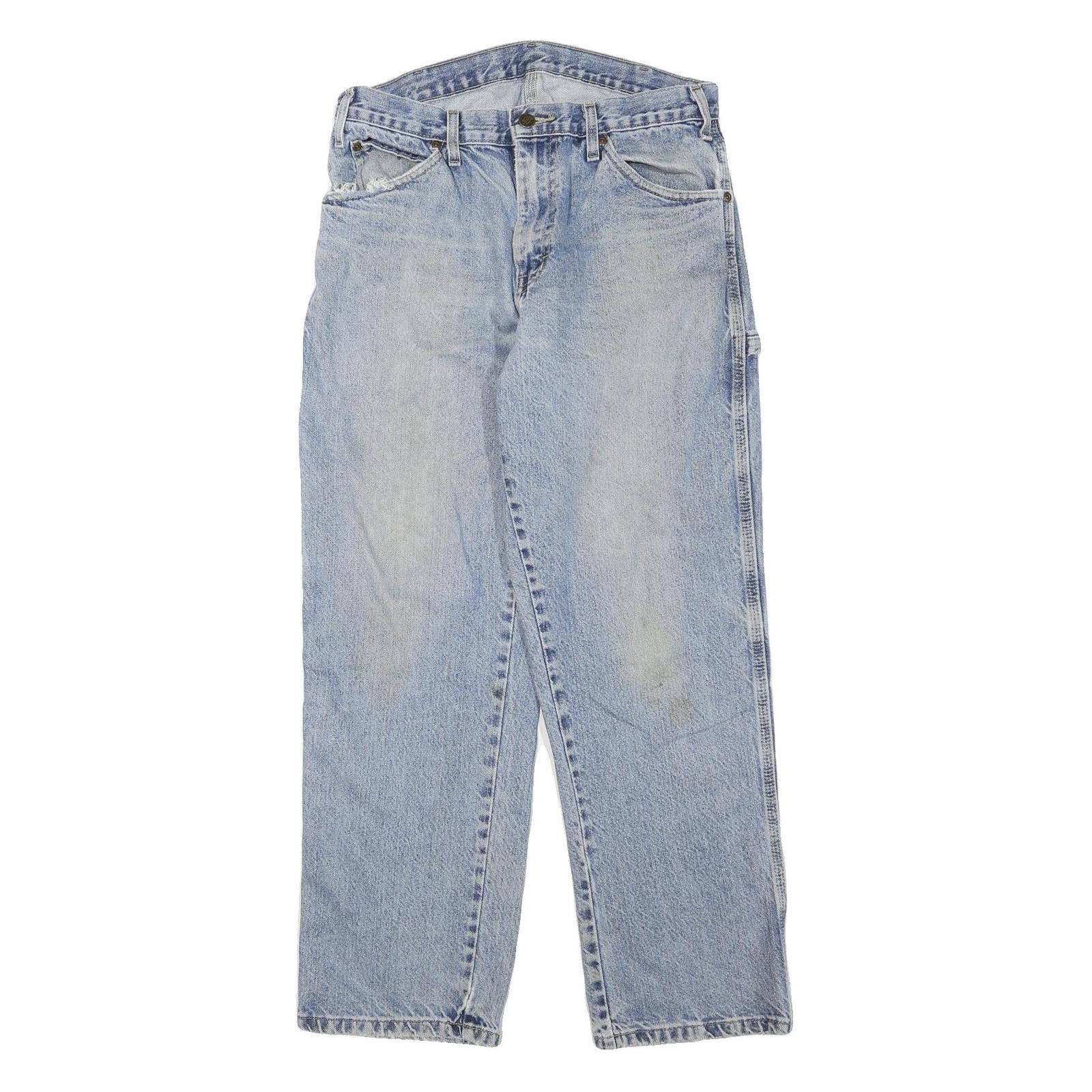 DICKIES Mens Regular Fit Straight Leg Denim Light Blue W32 L30 Workwear