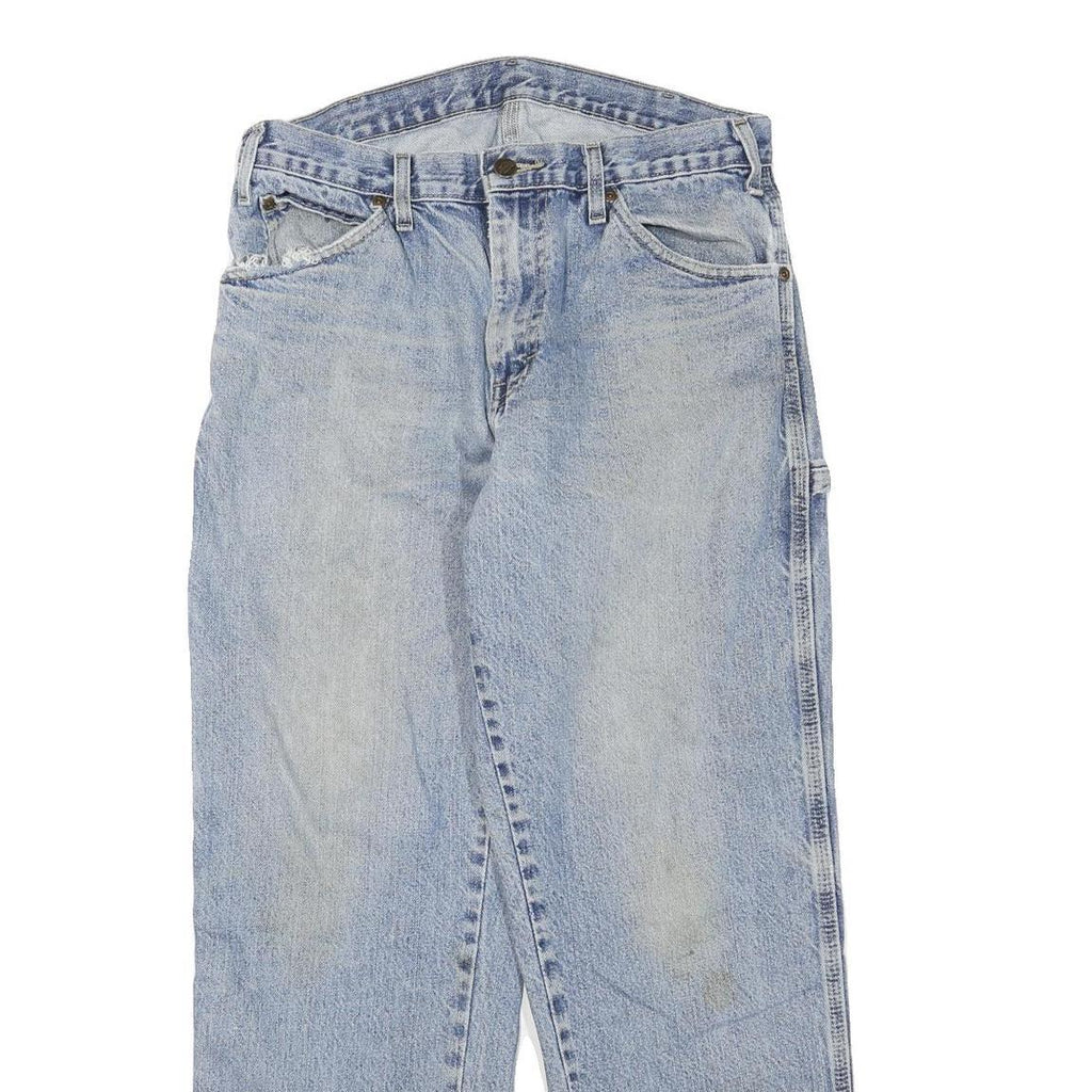 DICKIES Mens Regular Fit Straight Leg Denim Light Blue W32 L30 Workwear