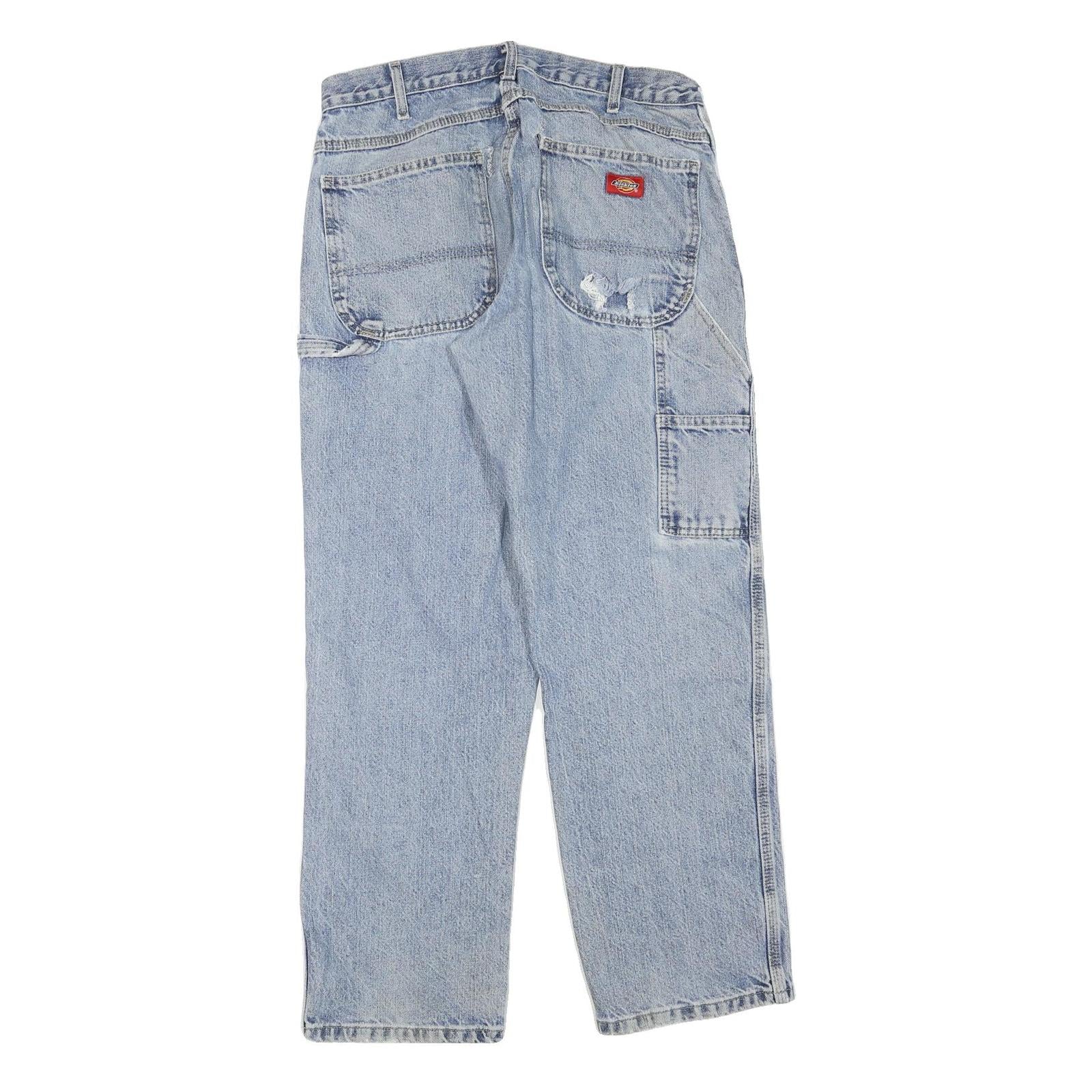 DICKIES Mens Regular Fit Straight Leg Denim Light Blue W32 L30 Workwear